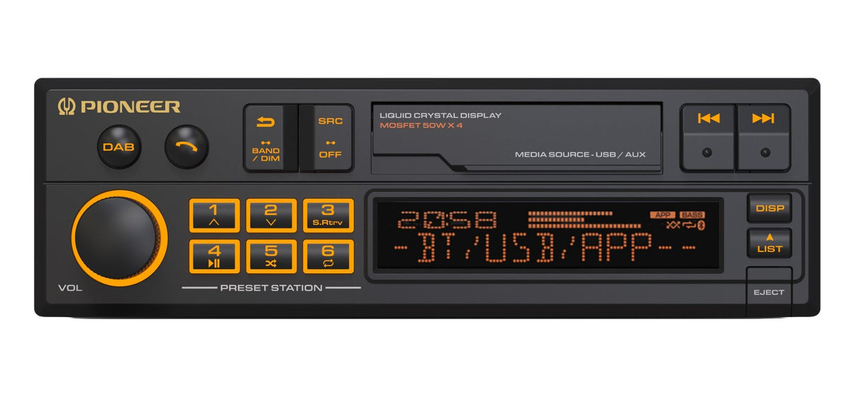Pioneer SXT-C10PS Retro Single-DIN DAB+ Bluetooth Car Stereo