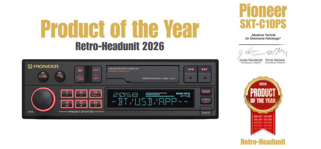 Pioneer SXT-C10PS Retro Single-DIN DAB+ Bluetooth Car Stereo