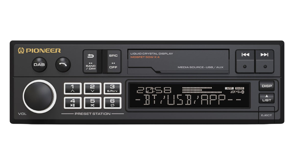 Pioneer SXT-C10PS Retro Single-DIN DAB+ Bluetooth Car Stereo