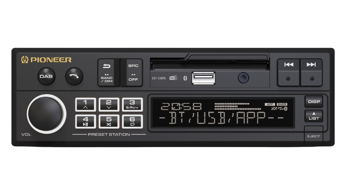 Pioneer SXT-C10PS Retro Single-DIN DAB+ Bluetooth Car Stereo