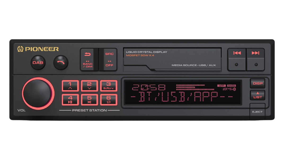 Pioneer SXT-C10PS Retro Single-DIN DAB+ Bluetooth Car Stereo