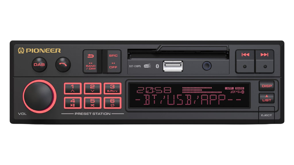 Pioneer SXT-C10PS Retro Single-DIN DAB+ Bluetooth Car Stereo