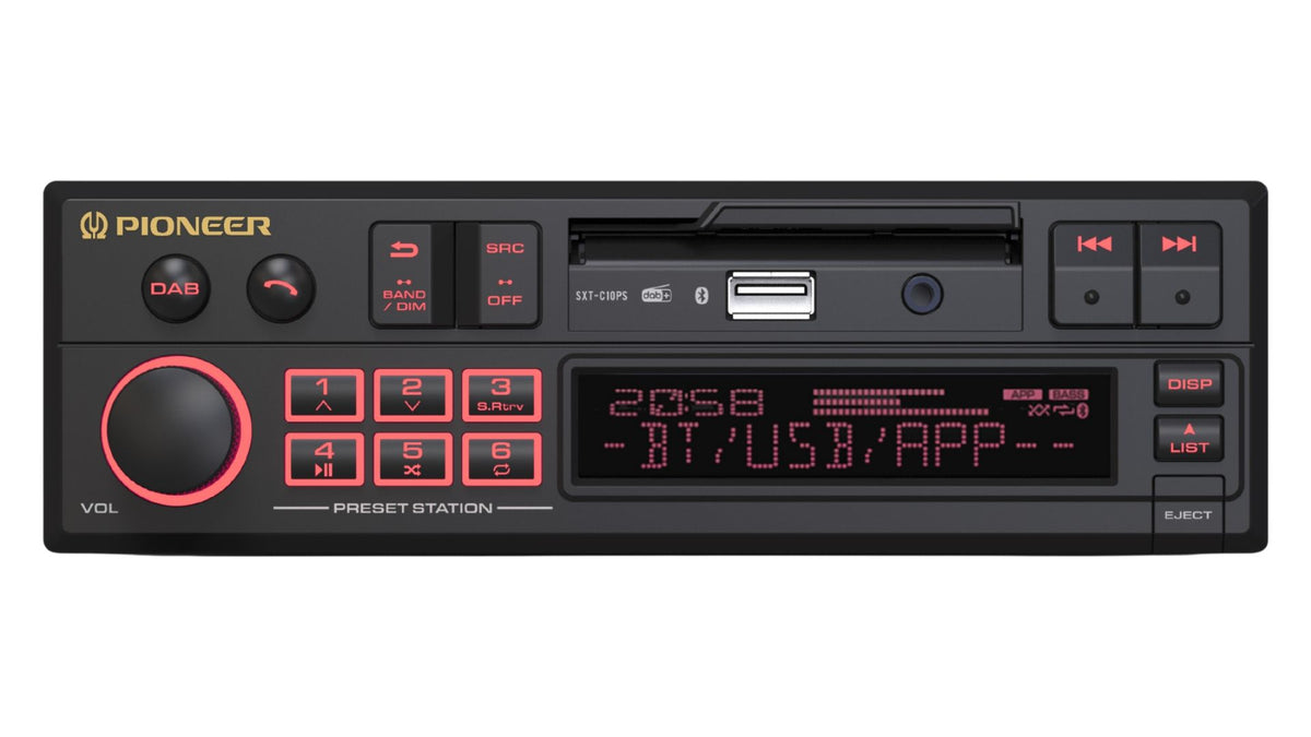 Pioneer SXT-C10PS Retro Single-DIN DAB+ Bluetooth Car Stereo