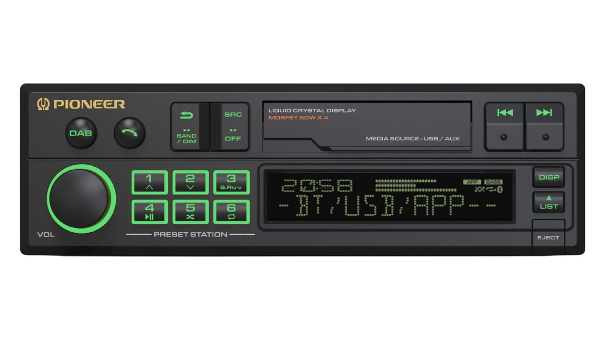 Pioneer SXT-C10PS Retro Single-DIN DAB+ Bluetooth Car Stereo