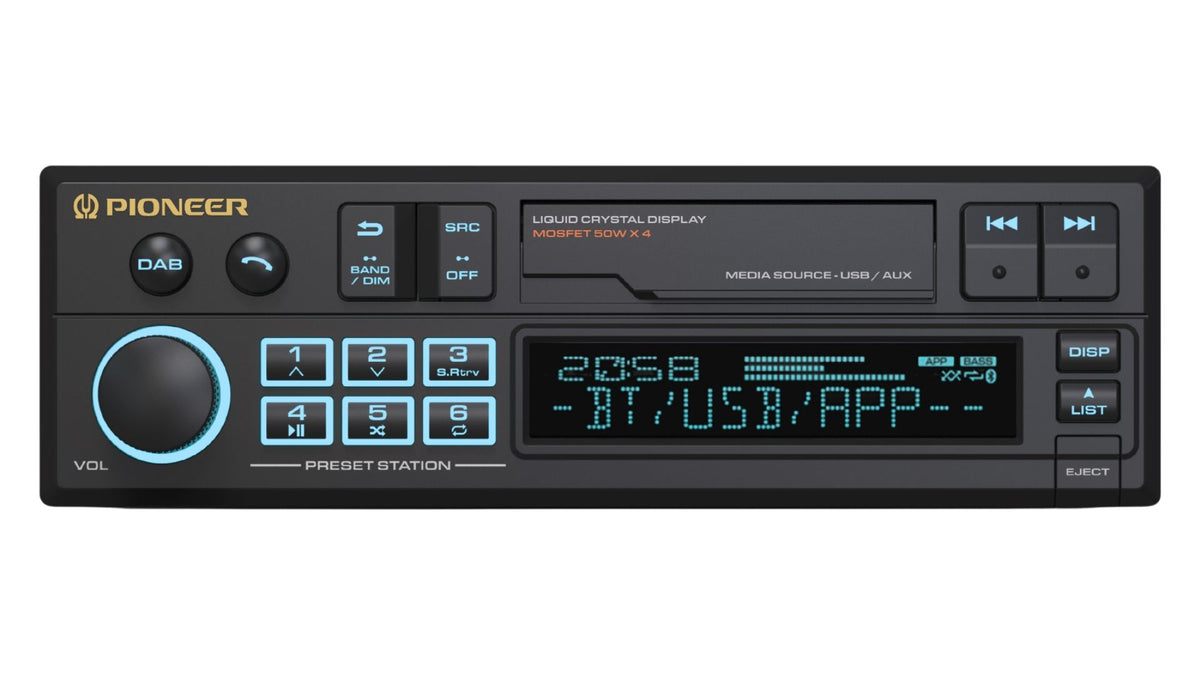 Pioneer SXT-C10PS Retro Single-DIN DAB+ Bluetooth Car Stereo