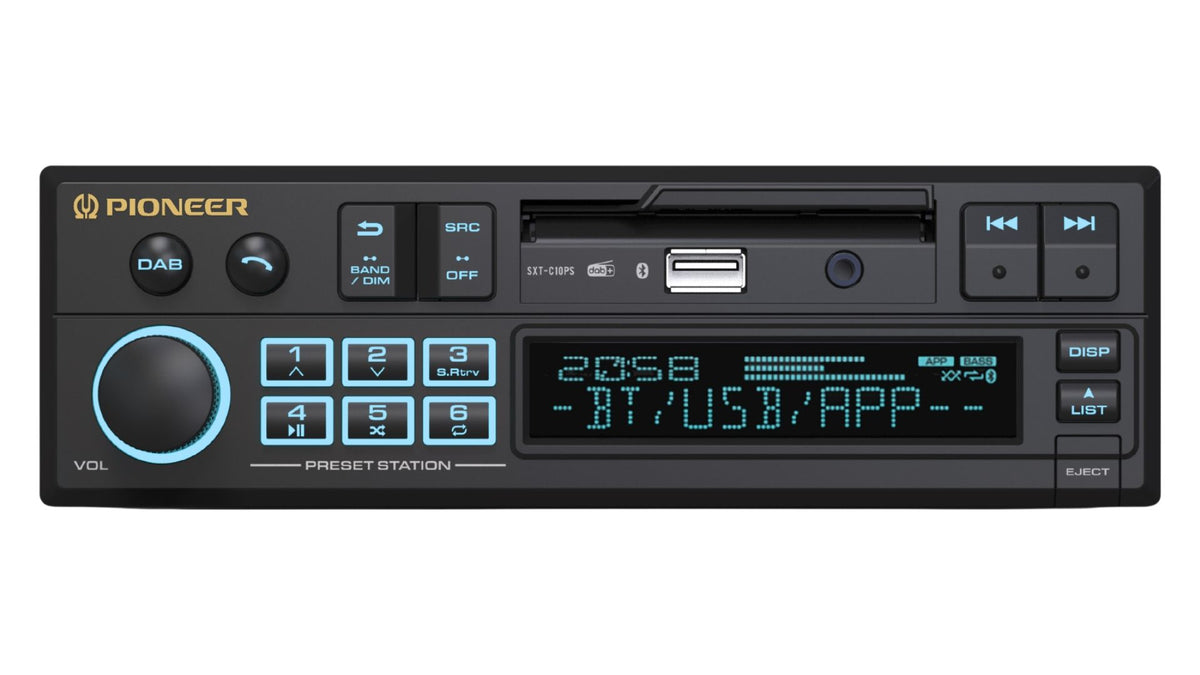 Pioneer SXT-C10PS Retro Single-DIN DAB+ Bluetooth Car Stereo