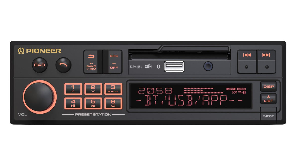 Pioneer SXT-C10PS Retro Single-DIN DAB+ Bluetooth Car Stereo